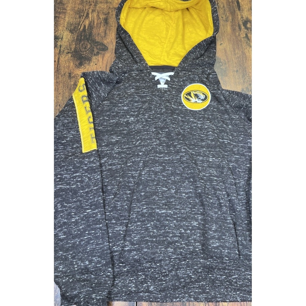 Women's Colosseum Mizzou‎ Tigers Laced Hoodie Size Medium Charcoal Black